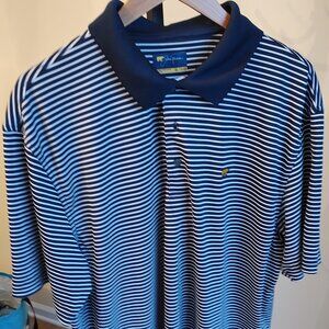 Jack Nicklaus Navy & White Strip Golf/Polo Shirt - Size XXL